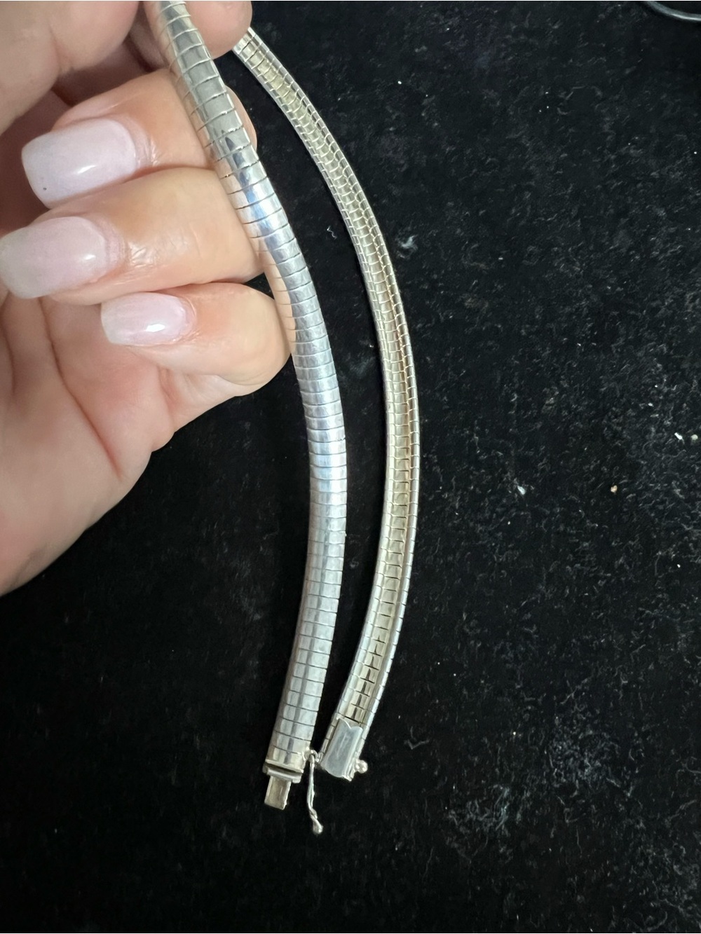 925 Sterling silver vintage heavy omega necklace
